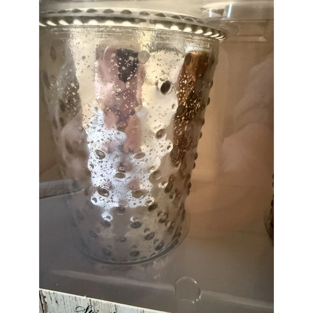 Aromatique Hobnail Glass Scented Candle Set 3 Pc Bronze Silver Gold 12 oz NIB